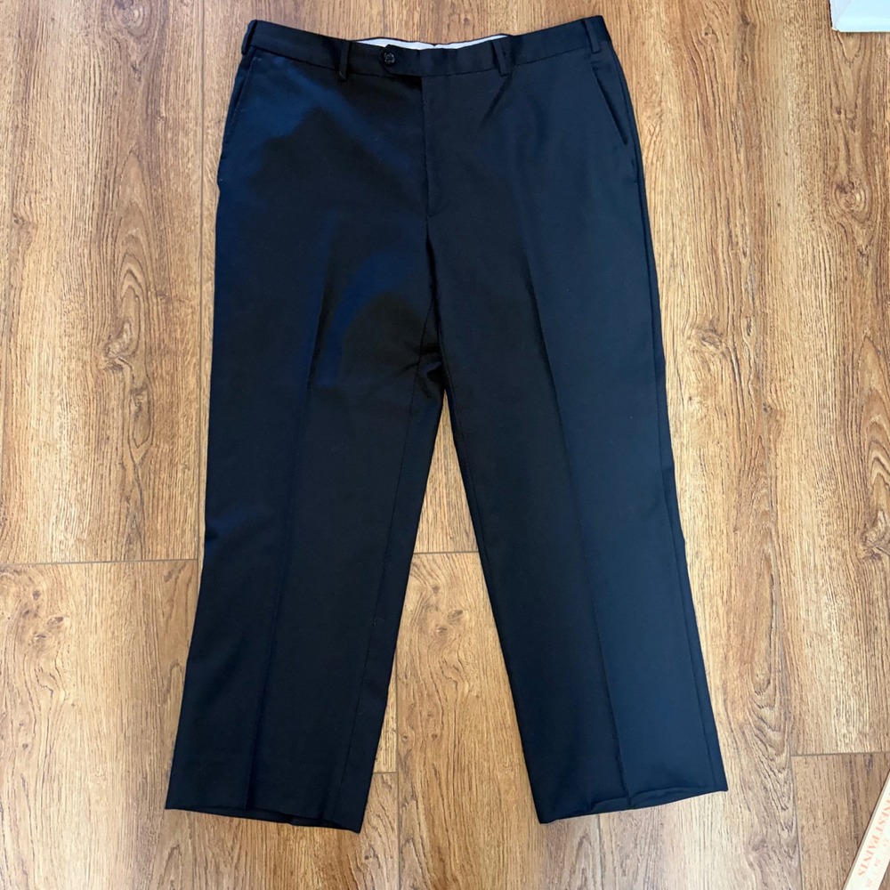 Santorelli Romeo Mens 38x27 Black Virgin Wool Dress Pants‎ Made in Italy